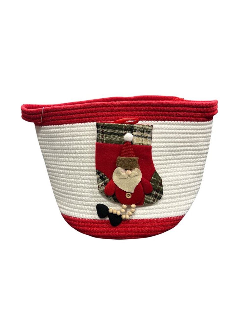 Christmas-Themed Cotton Rope Basket With Santa Design - Storage & Organization